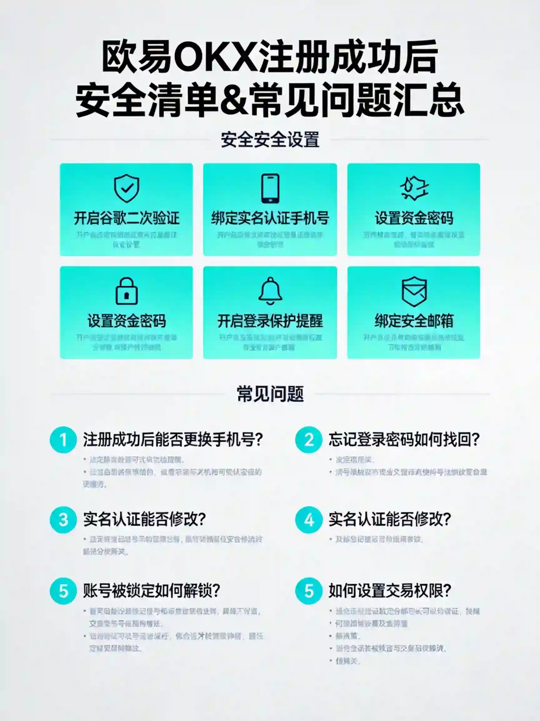 注册成功后必做安全清单+高频注册问题汇总图 注册成功后必做安全清单+高频注册问题汇总图